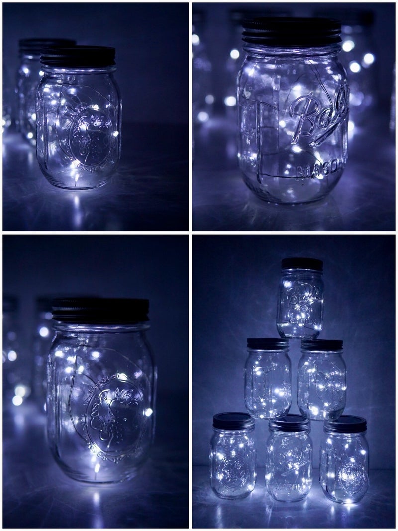 Decorman Solar Mason Jar Lid Lights, 6 Pack 20 LED Waterproof String Fairy Star Firefly Jar Lids Lights for Patio Garden Yard Lawn Party Wedding Christmas Decoration(Jars & Hangers Not Included) - Image 4